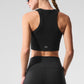 Seamless Delight High Neck Sports Bra — Black