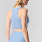 Seamless Delight High Neck Sports Bra — Seashell Blue