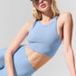 Seamless Delight High Neck Sports Bra — Seashell Blue