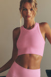 Seamless Delight High Neck Sports Bra — Sweet Pink