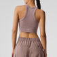 Seamless Delight High Neck Sports Bra — Mushroom Heather