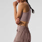 Seamless Delight High Neck Sports Bra — Mushroom Heather