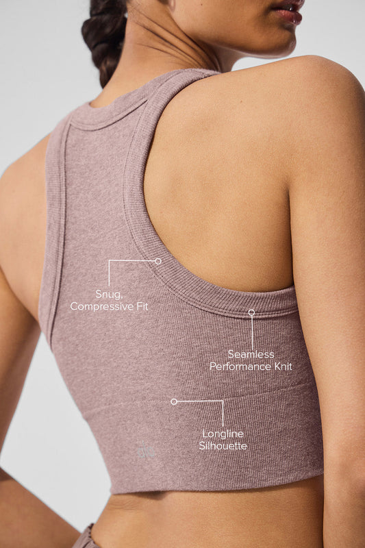 Seamless Delight High Neck Sports Bra — Mushroom Heather