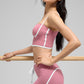 Airbrush Streamlined Sports Bra Tank Top — Pink Wild Rose/White