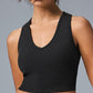 Goddess Ribbed Cropped Racerback Tank Top — Black