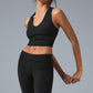 Goddess Ribbed Cropped Racerback Tank Top — Black