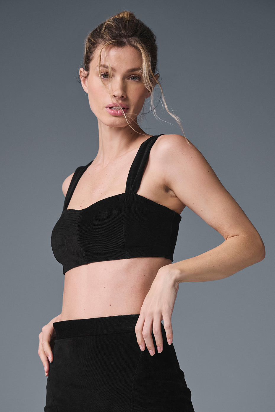 Micro Corduroy Winter Break Sports Bra — Black