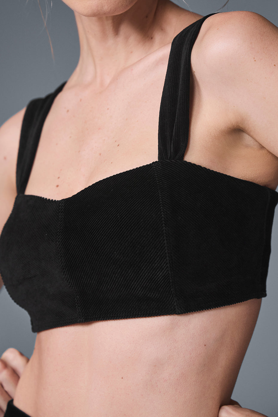 Micro Corduroy Winter Break Sports Bra — Black