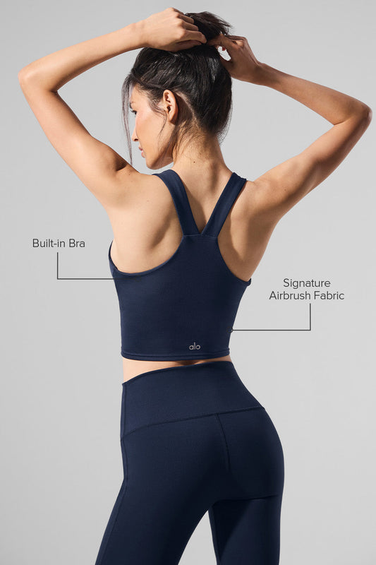 Airbrush Real Sports Bra Tank Top — Navy