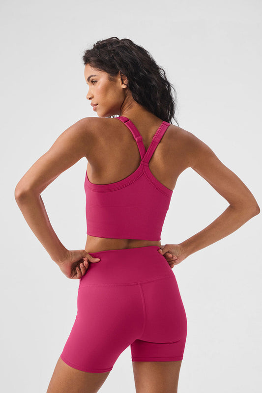 Seamless Ribbed Favorite Sports Bra Tank Top — Pink Summer Crush