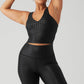 Airlift Glimmer Houndstooth Real Sports Bra Tank Top — Black