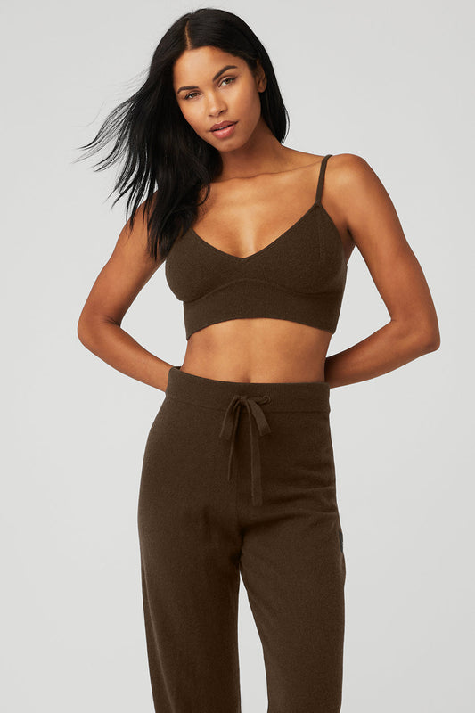 Cashmere Jet Set Sports Bra — Espresso
