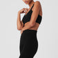 Cashmere Plush Waffle V — Neck Sports Bra — Black