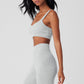 Cashmere Plush Waffle V — Neck Sports Bra — Athletic Heather Grey