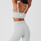 Cashmere Plush Waffle V — Neck Sports Bra — Athletic Heather Grey