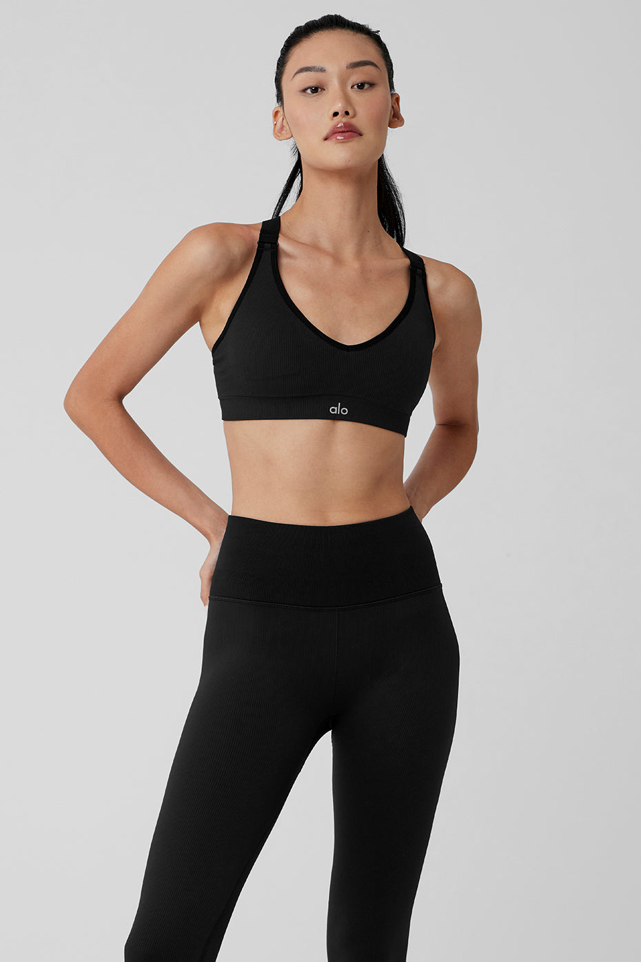Seamless Ribbed Favorite Sports Bra — Black