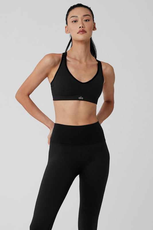 Seamless Ribbed Favorite Sports Bra — Black