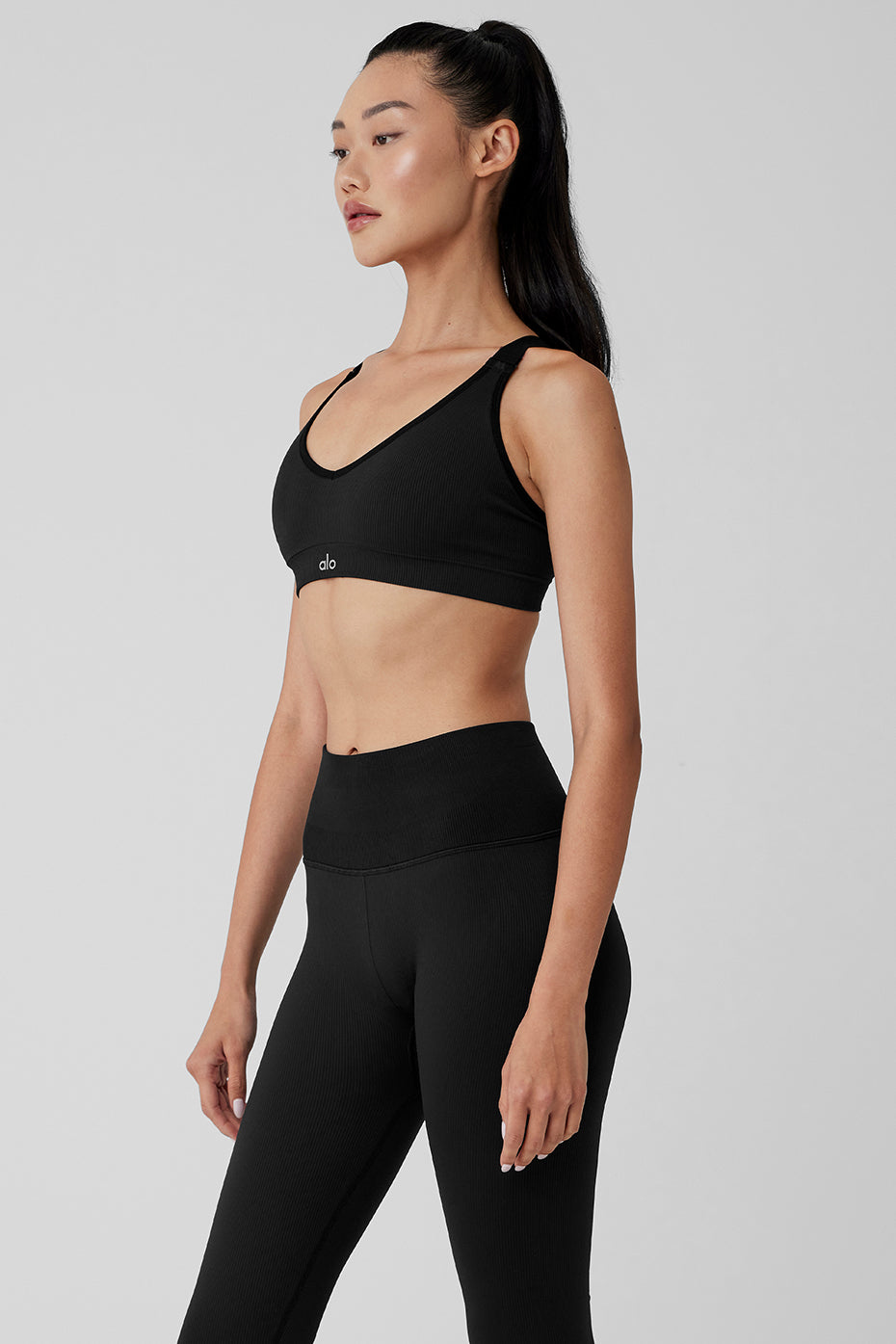 Seamless Ribbed Favorite Sports Bra — Black