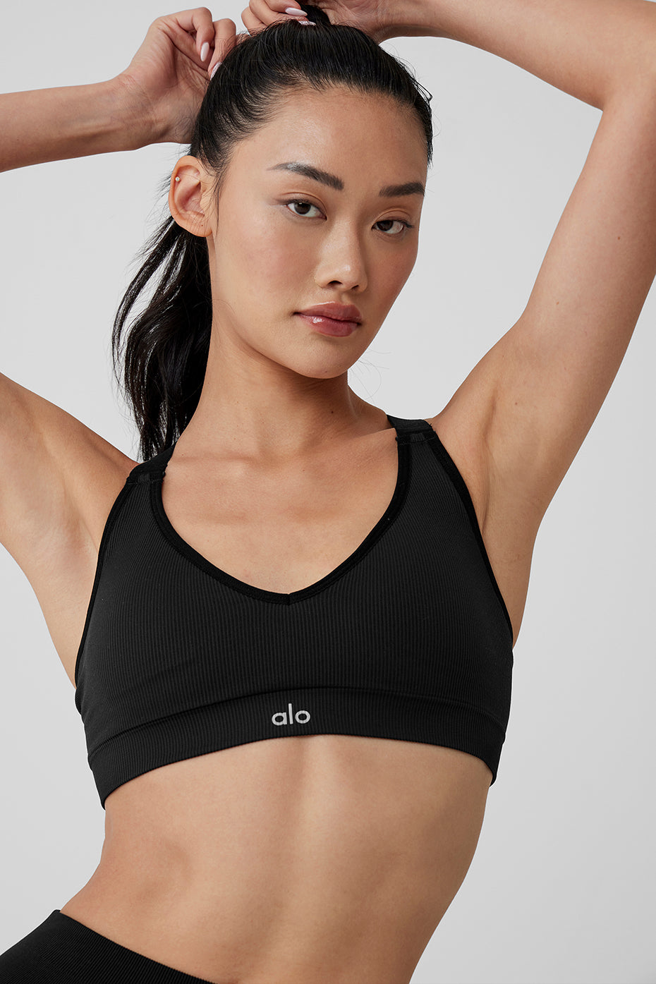 Seamless Ribbed Favorite Sports Bra — Black