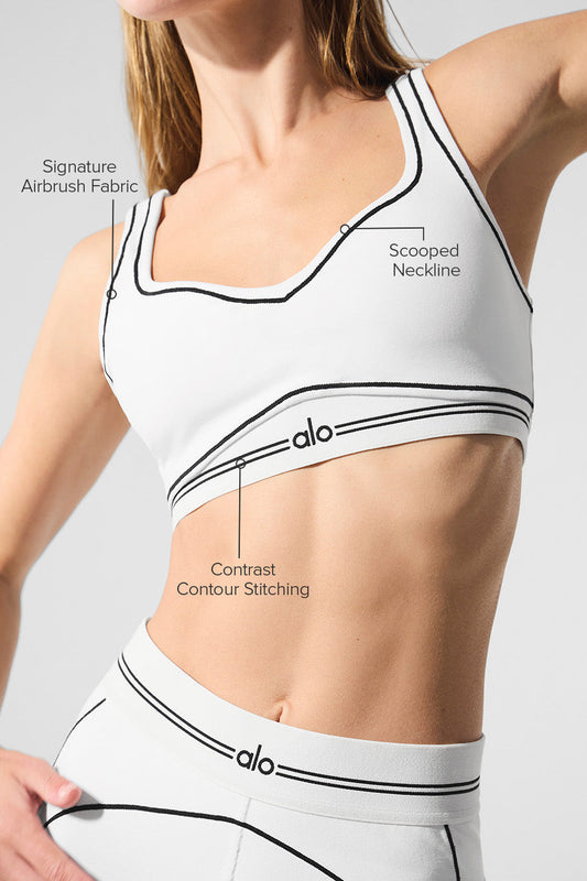 Airbrush Heart Throb Sports Bra — White/Black