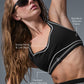 Airbrush Heart Throb Sports Bra — Black/White