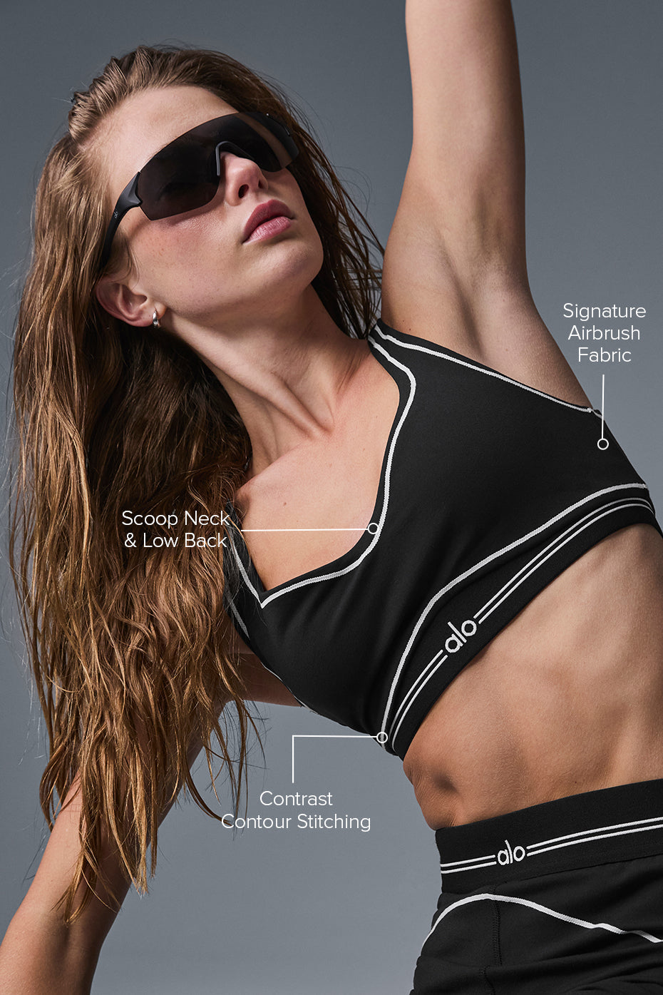Airbrush Heart Throb Sports Bra — Black/White