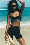 Airbrush Heart Throb Sports Bra — Black/White