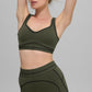 Airbrush Heart Throb Sports Bra — Green Olive/Black
