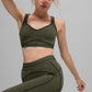 Airbrush Heart Throb Sports Bra — Green Olive/Black