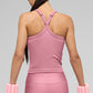 Seamless Ribbed Favorite Full Length Sports Bra Tank Top — Pink Wild Rose