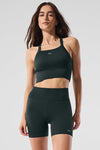 Seamless Ribbed Favorite Sports Bra Tank Top — Charcoal Green