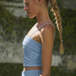 Doubles Only Sports Bra Tank Top — Seashell Blue