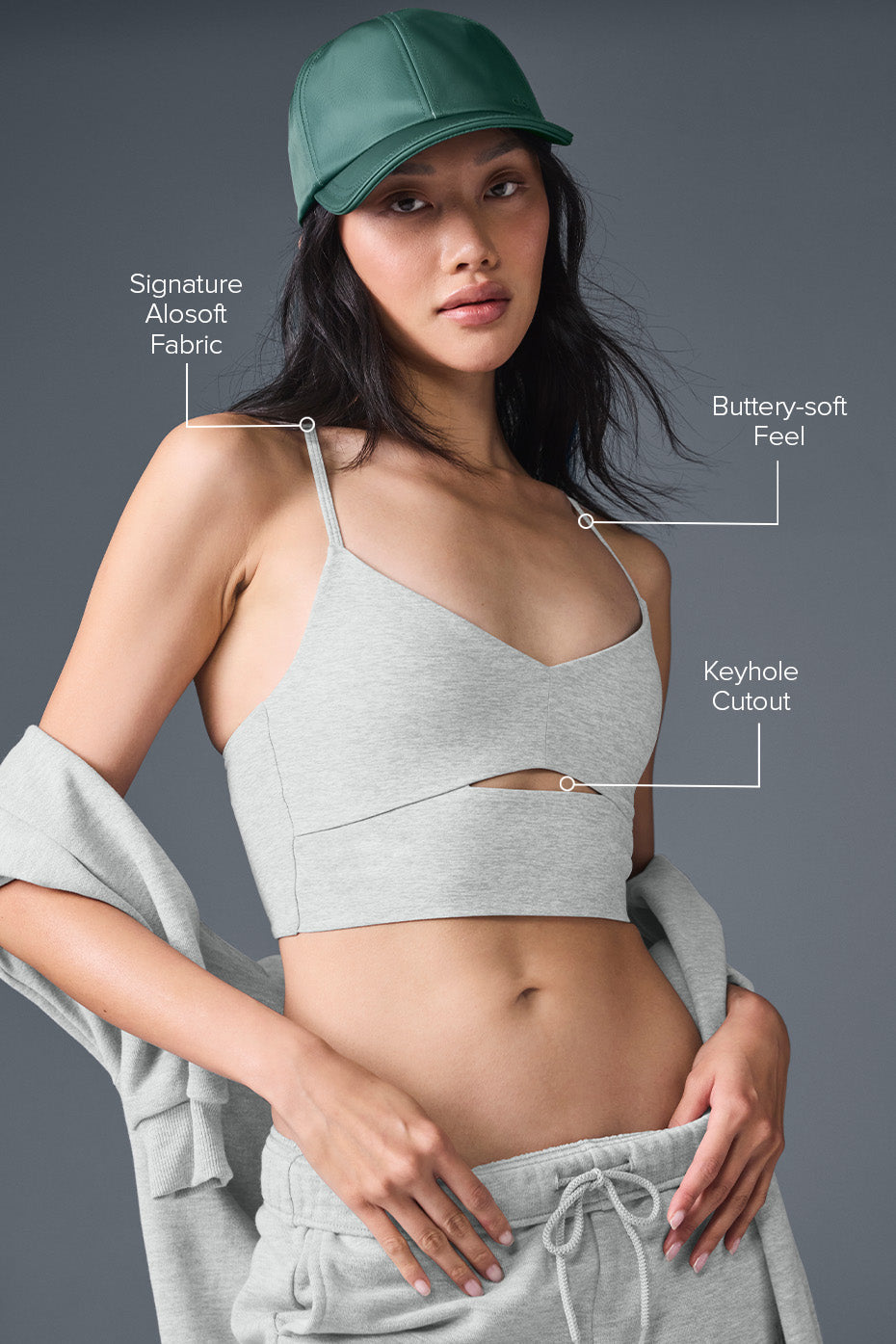 Alosoft Highlight Sports Bra — Athletic Heather Grey