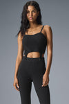 Denim Knit Garter Tank Top — Black/Anthracite