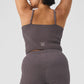 Denim Knit Garter Tank Top — Raisinette/Black