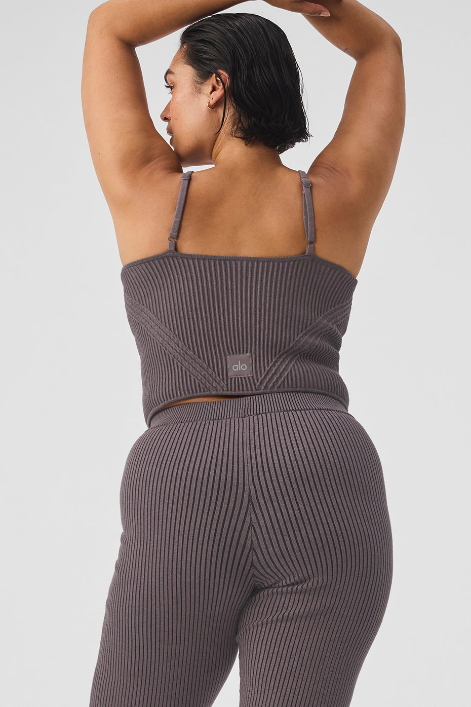 Denim Knit Garter Tank Top — Raisinette/Black