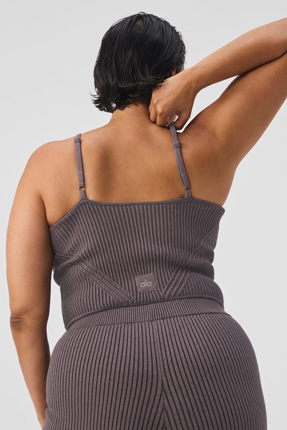 Denim Knit Garter Tank Top — Raisinette/Black