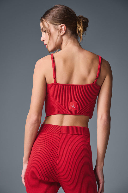 Denim Knit Garter Tank Top — Bold Red/Dark Bold Red