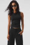 Ribbed En Pointe Tank Top — Black