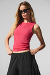 Ribbed En Pointe Tank Top — Candy Red