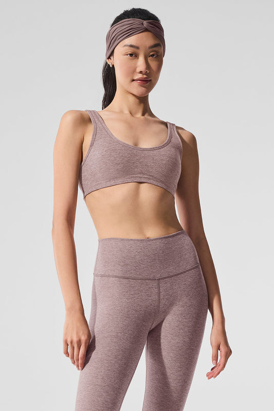 Alosoft Center Stage Sports Bra — Dark Pink Quartz Heather