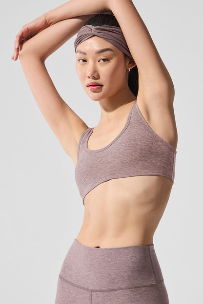 Alosoft Center Stage Sports Bra — Dark Pink Quartz Heather