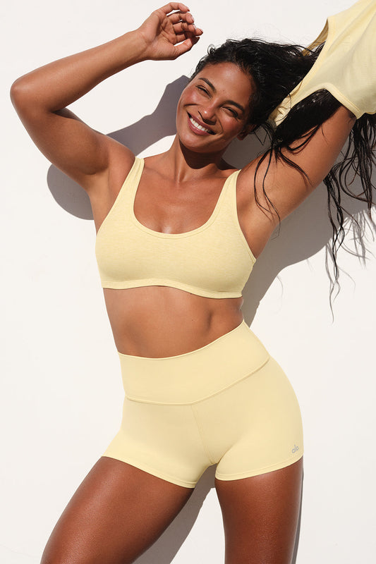 Alosoft Center Stage Sports Bra — Warm Butter Heather