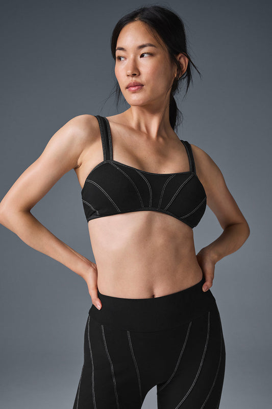 Alosoft Sunray Sports Bra — Black/White