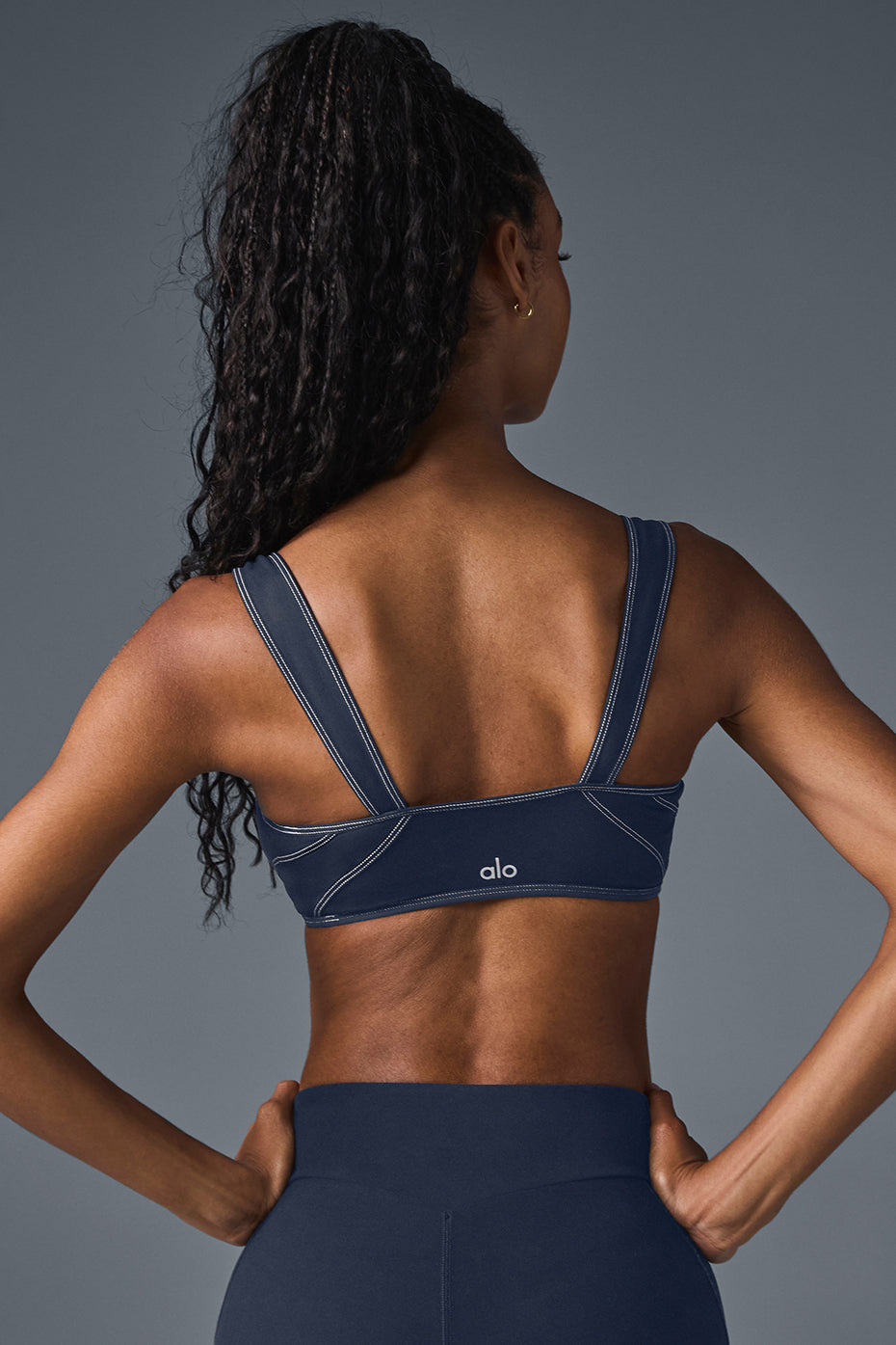Alosoft Sunray Sports Bra — Navy/Ivory