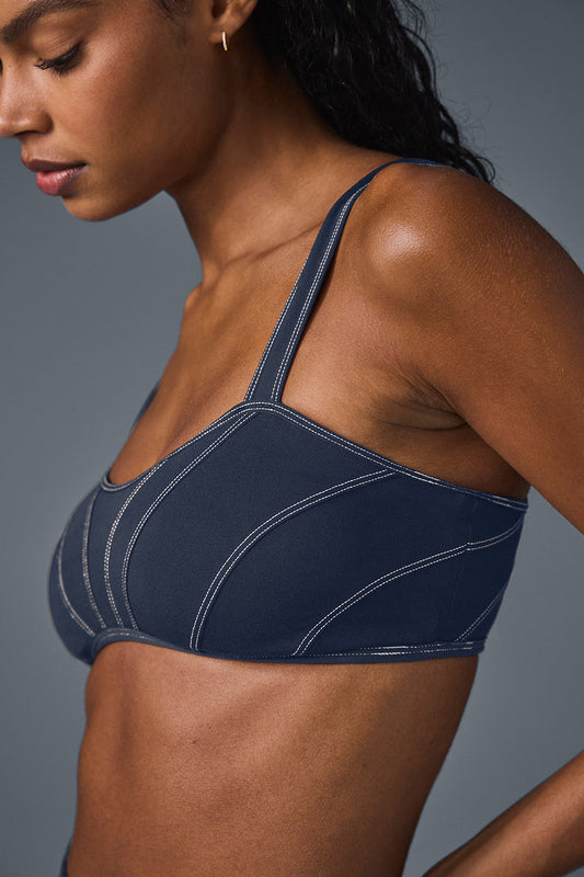 Alosoft Sunray Sports Bra — Navy/Ivory