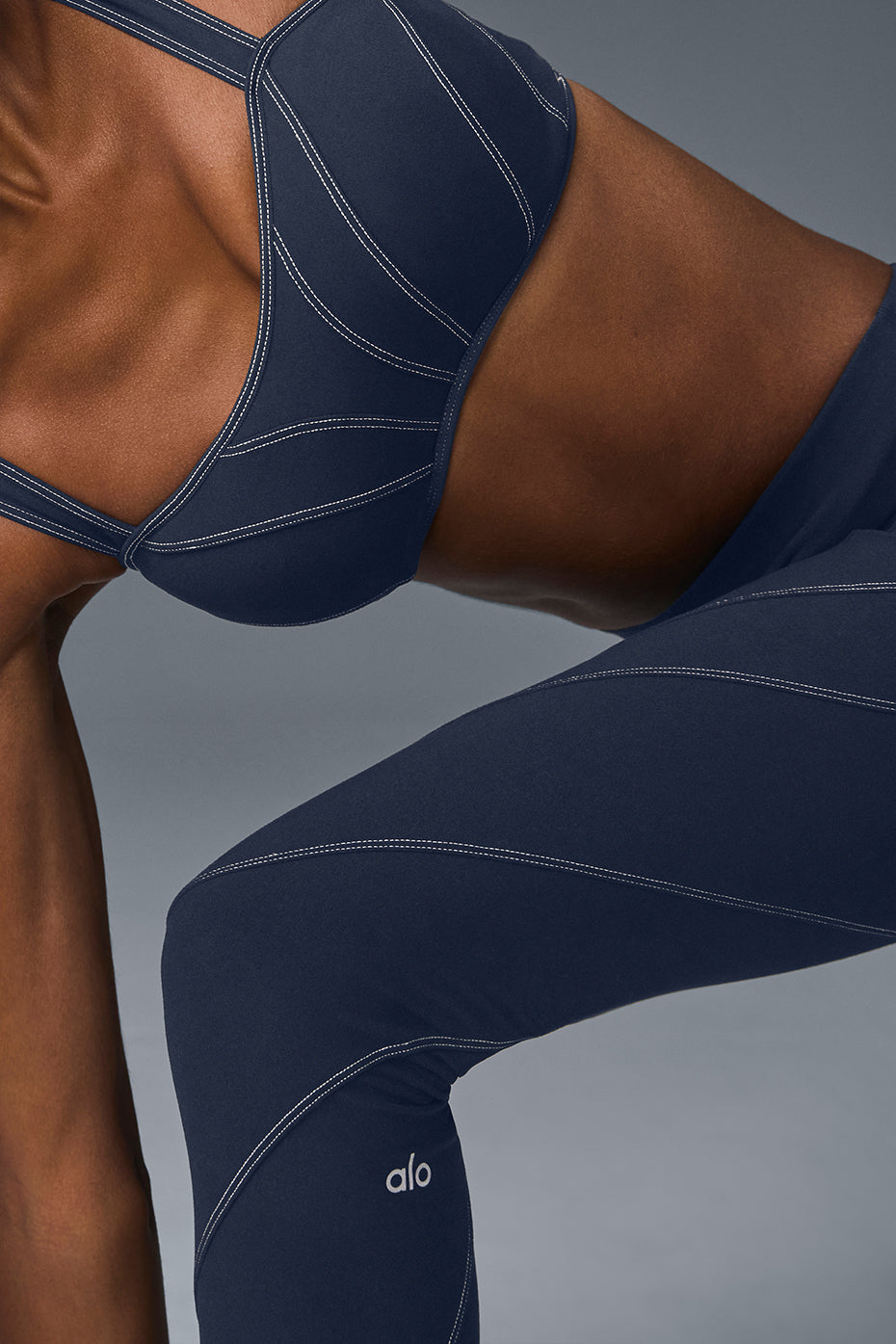 Alosoft Sunray Sports Bra — Navy/Ivory