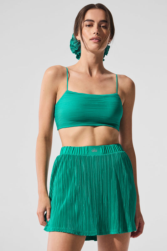 Micro Plisse Game On Sports Bra — Spruce Green