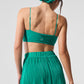 Micro Plisse Game On Sports Bra — Spruce Green