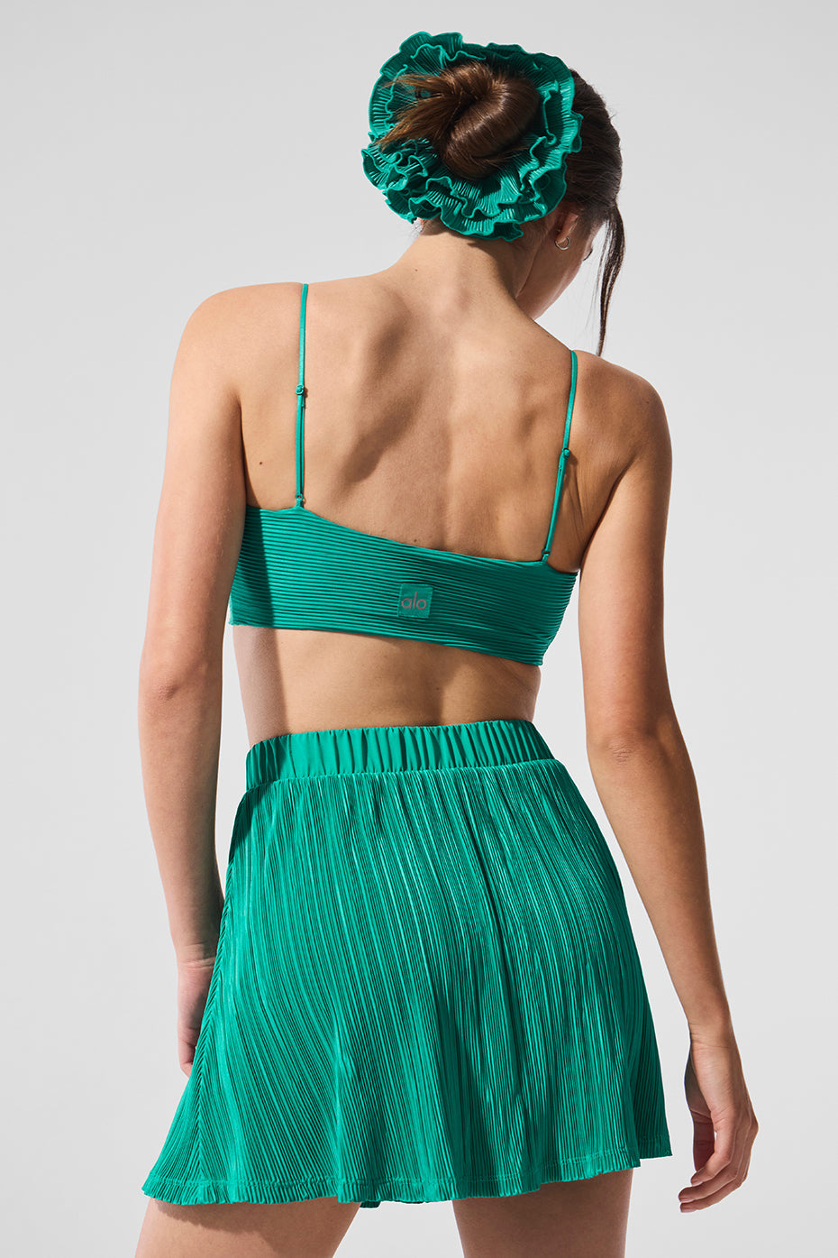 Micro Plisse Game On Sports Bra — Spruce Green